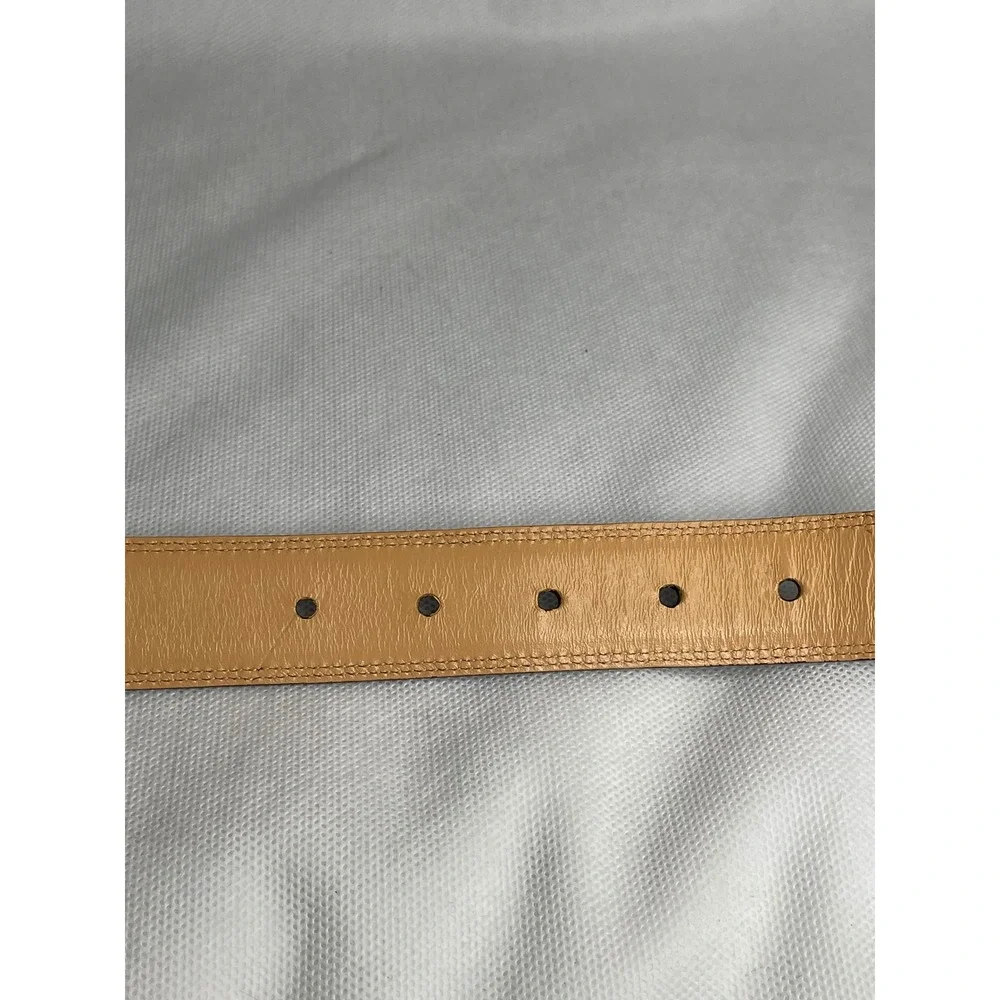 Lands' End Leather Upper Gloss Brown & Gold Belt Size US 38 Workwear Formal